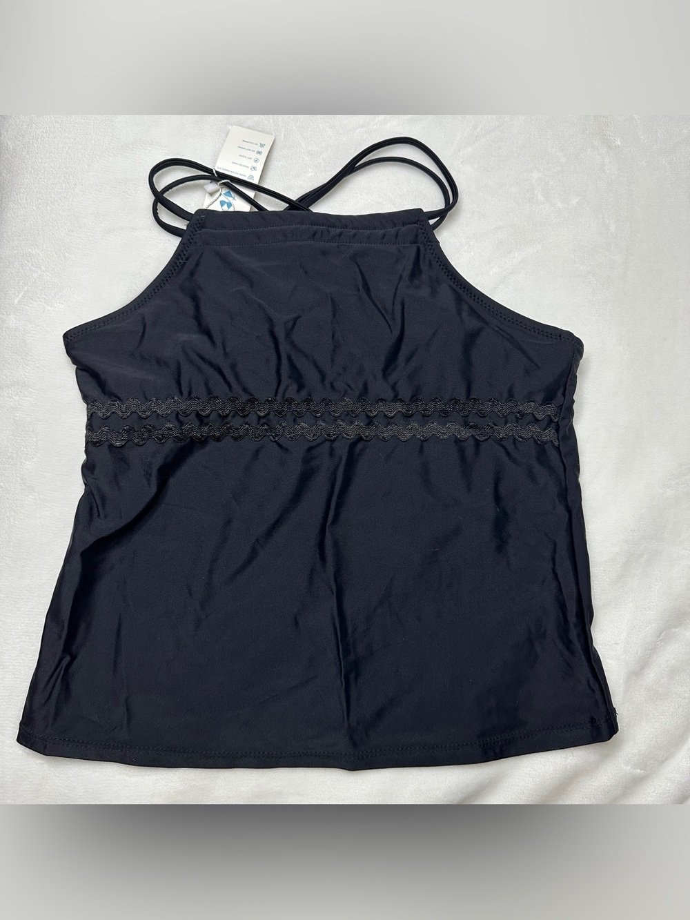 Beachsissi NWT Black Lace-Trim Strappy Tankini Top M